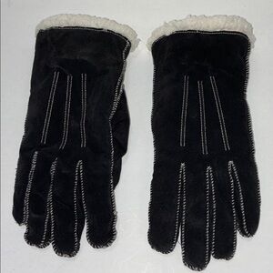 New Black leather Shearling-Lined Gloves